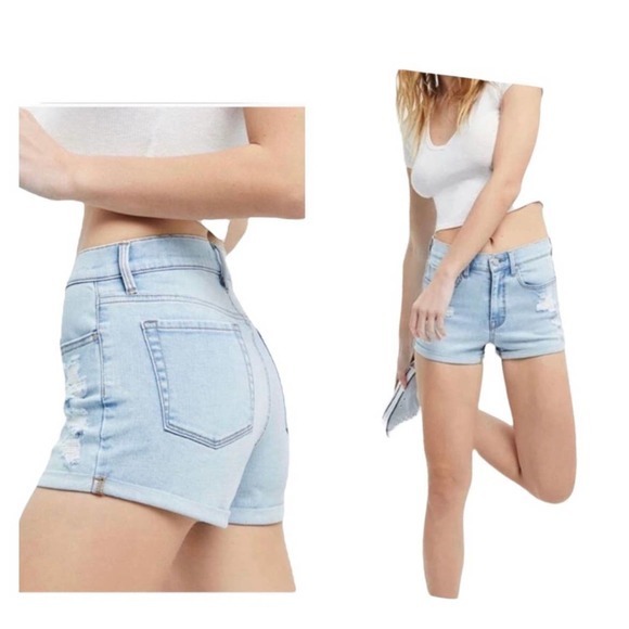 Bullhead Pants - Bullhead‎ Denim Girlfriend Folded Hem Distressed Shorts